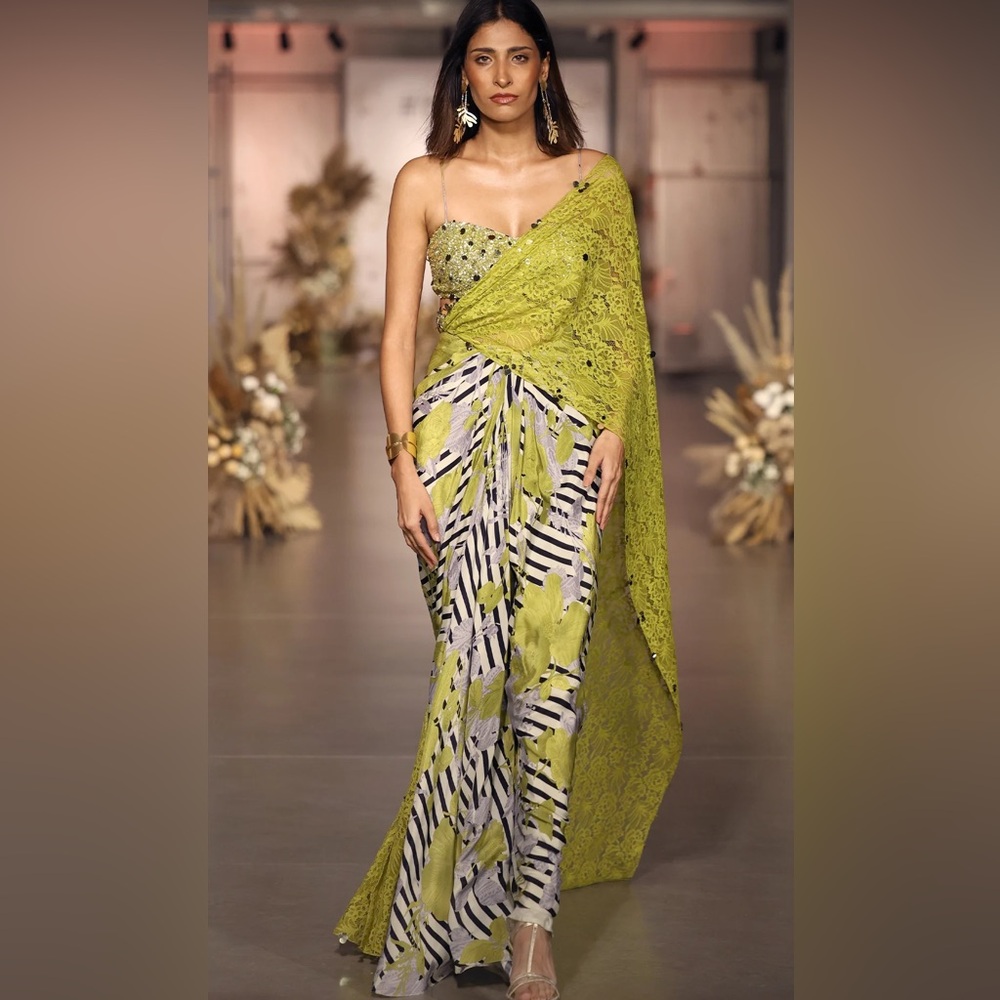 THE NEON SAUVAGE DRAPED SAREE - NWT